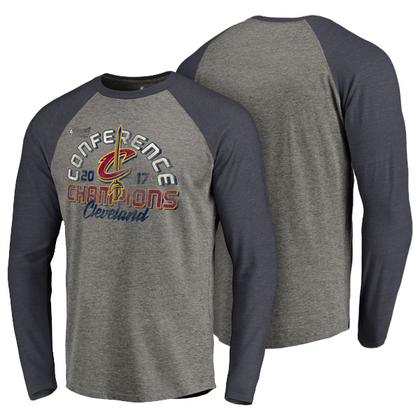 Men's  Cleveland Cavaliers Fanatics Branded 2017 NBA the Finals Eastern Conference Champions Heather Gray Long Sleeve T-shirt